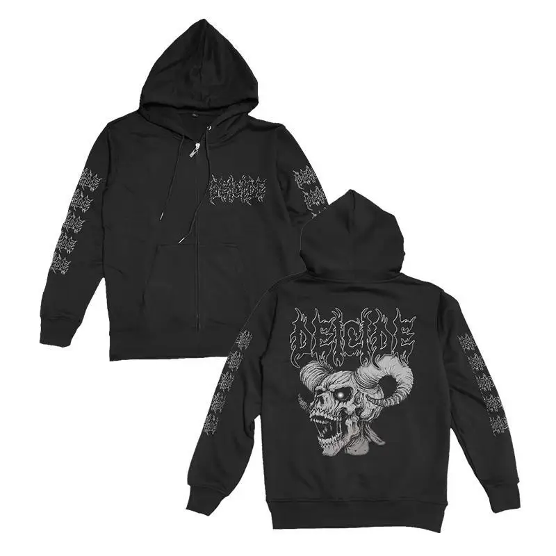 Deicide American Death Metal Band Skull Horns Skull Print Men's and Women's Outerwear Hoodie Sweatshirt  2024