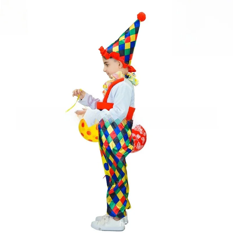 Adorable loween Children's Clown Performance Costume Role-plang Circus Clown Stage Performance Clothing Ethnic Stage Cos...