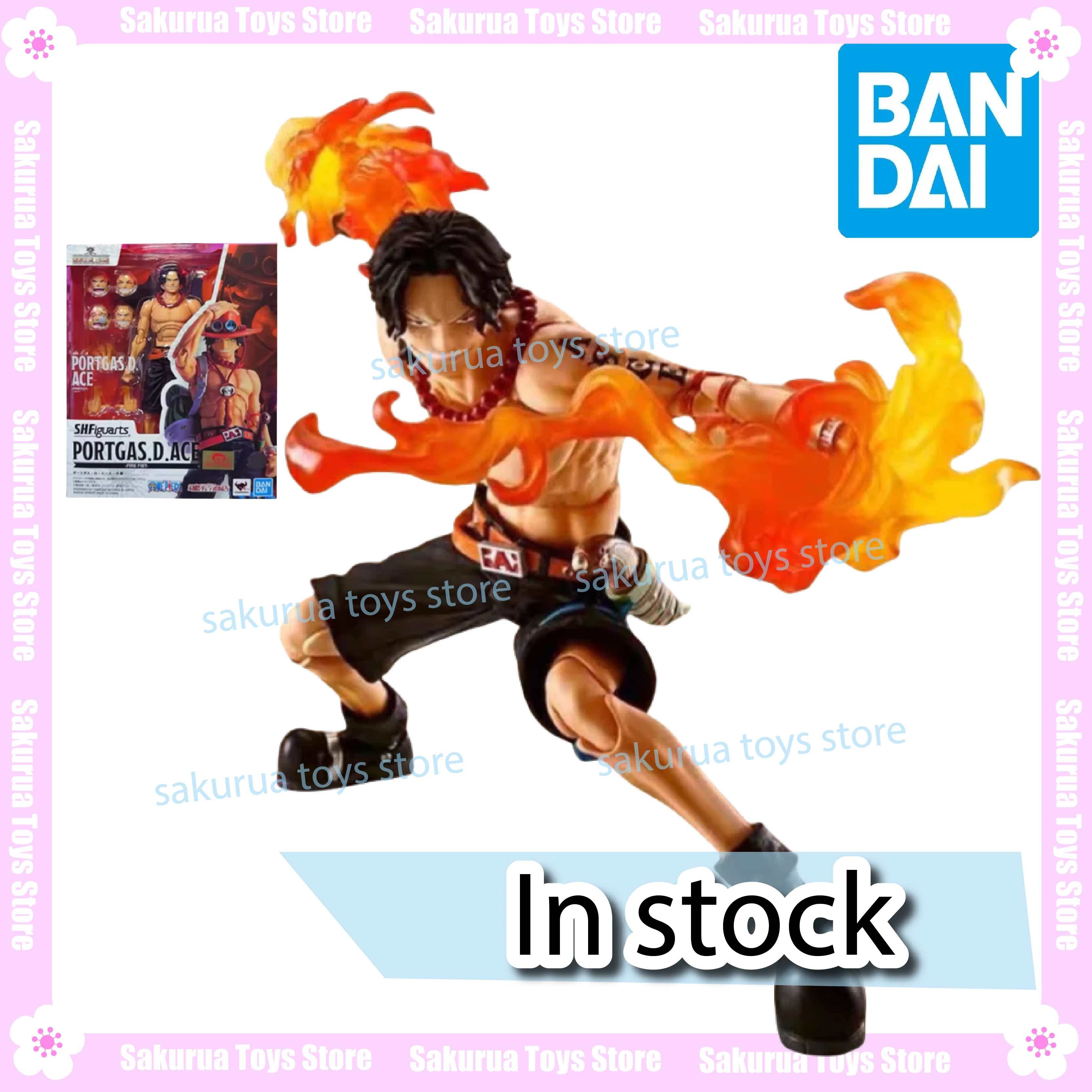 

In Stock Bandai SHF Soul Limit Fire Fist Ace Portkaras Top Pirate Figure Anime Peripherals Action Doll Collection Gifts