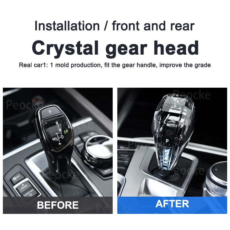 Crystal Gear Shift Stick Heads Short Type For BMW X5 F15 X6 F16 Gearbox Handle Upgrade Logo X Gear change Lever knob 3-Piece Set