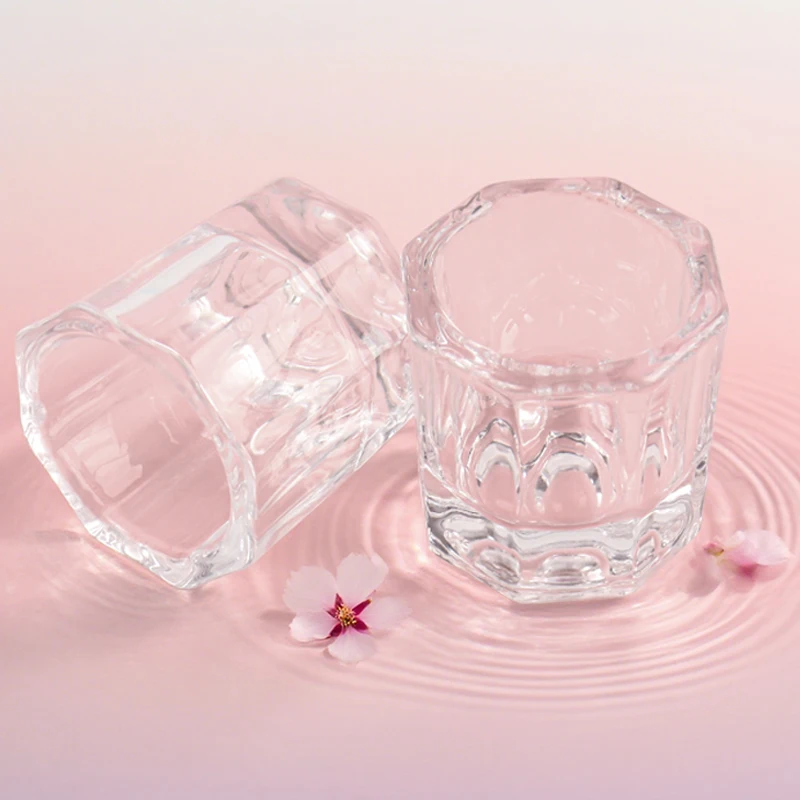 ถ้วยแก้วใสสำหรับใส่ยาทาเล็บอะคริลิค 1 ชิ้น อุปกรณ์ใส่ผงเล็บ ภาชนะใส่เครื่องสำอาง อุปกรณ์แต่งเล็บ