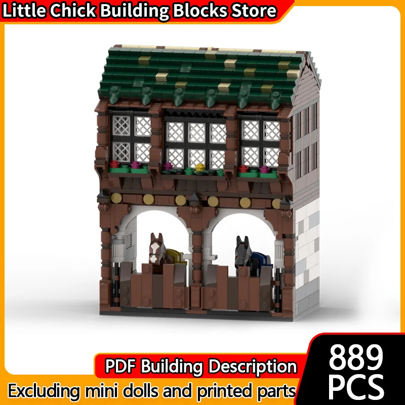 

Модель City Street View MOC, строительные кирпичи, средневековые штабелируемые модульные технологии, детские праздничные подарки, сборные игрушки, костюм