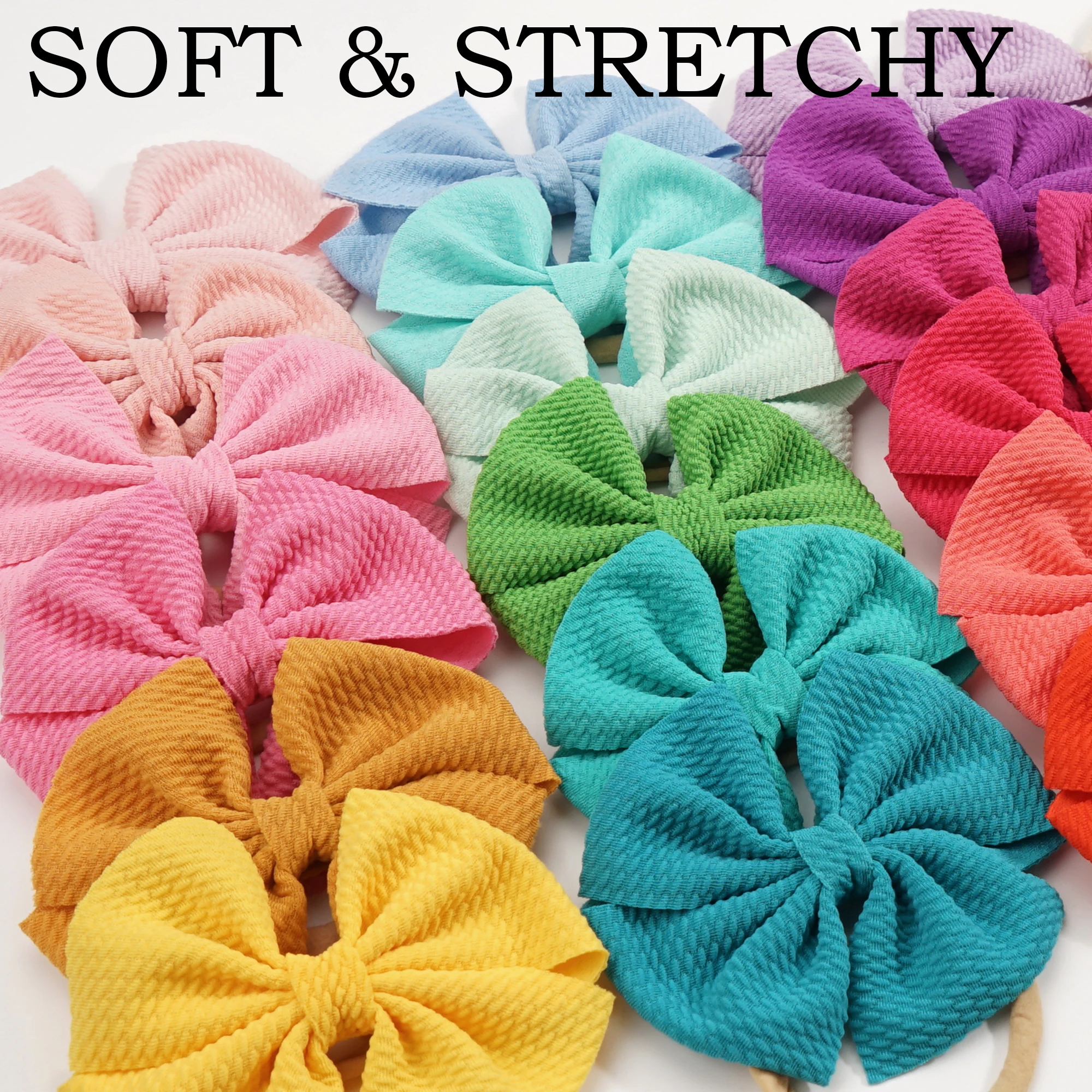 10 Pieces 4.5 Inch Nylon Super Stretchy Soft Bows Headbands, Newborn Infant Toddler Hairbands, and Baby Girl’s Hair Accessories