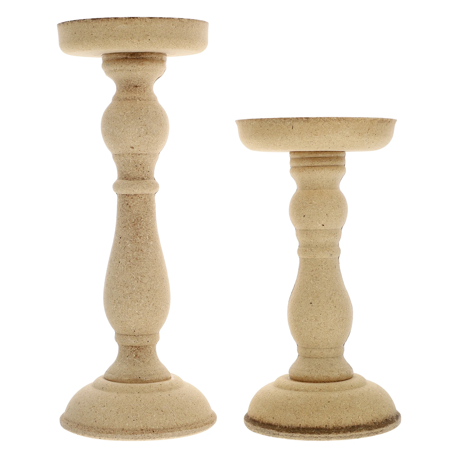 

2 Pcs Candlesticks Wooden Holder Retro Holders Candleholders Nordic for Decor Adornment Khaki