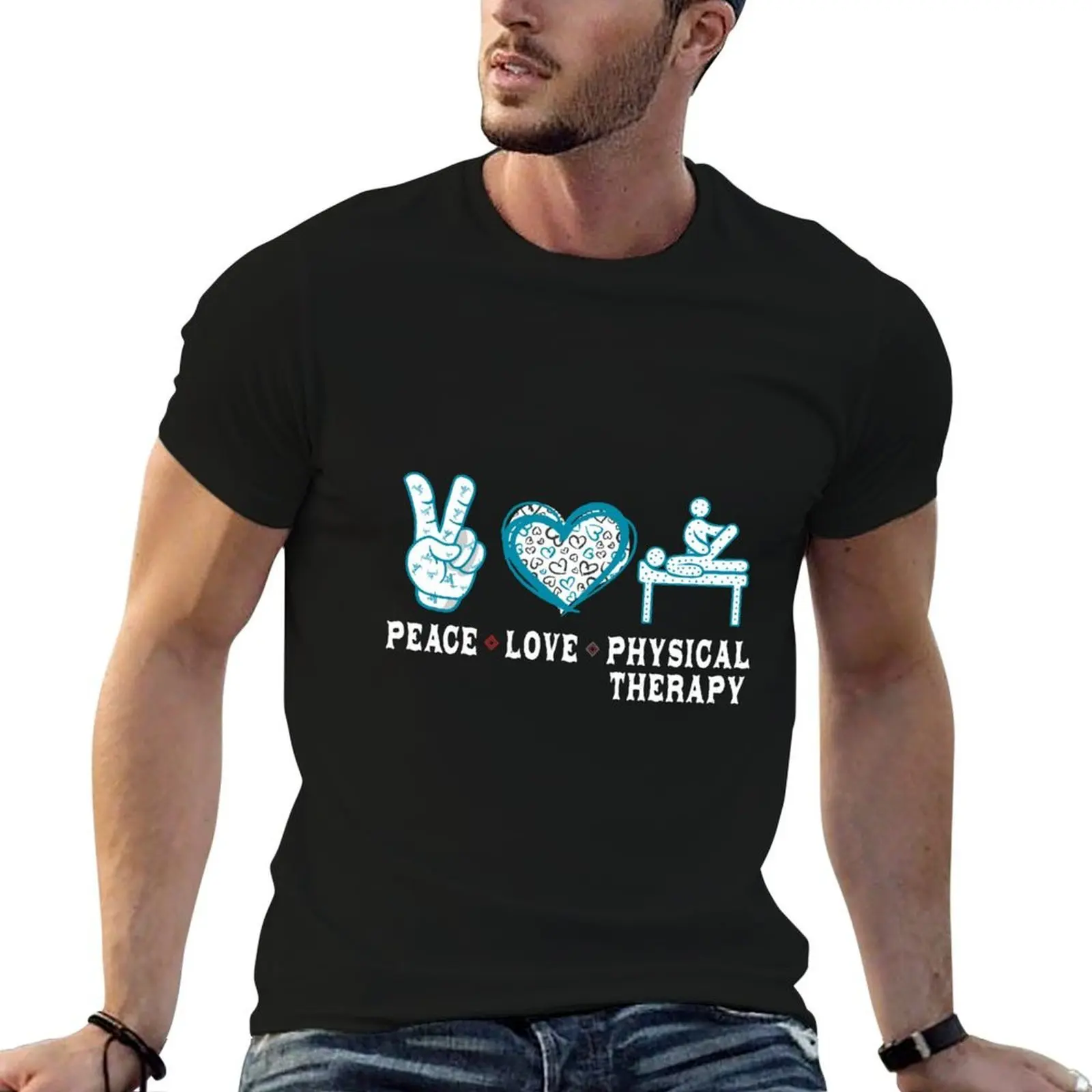 Peace Love Physical Therapy Pt Month Men Women Therapist T-Shirt funny t shirts cotton cotton tshirt 100% T-Shirt