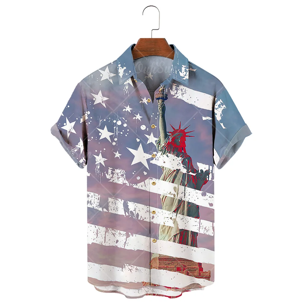 Camisas Con Estampado De Bandera Americana Para hombre, Camisas Hawaianas informazioni A La moda, Primavera/Verano, 2024