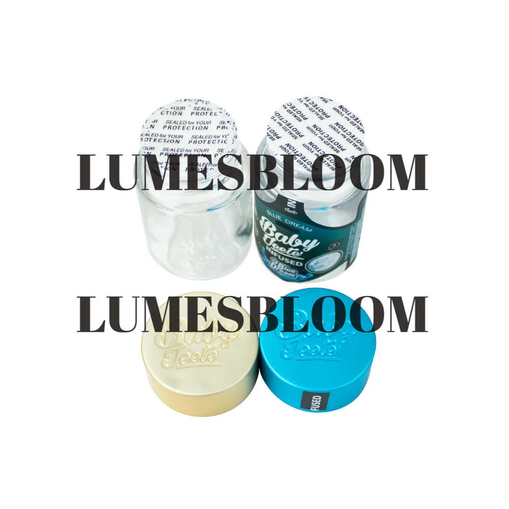 Empty Glass Jar Storage Child Resistant Lock Rolls Container Set Clear Bottle Laser Sealed Sticker Packaging Black Display Box
