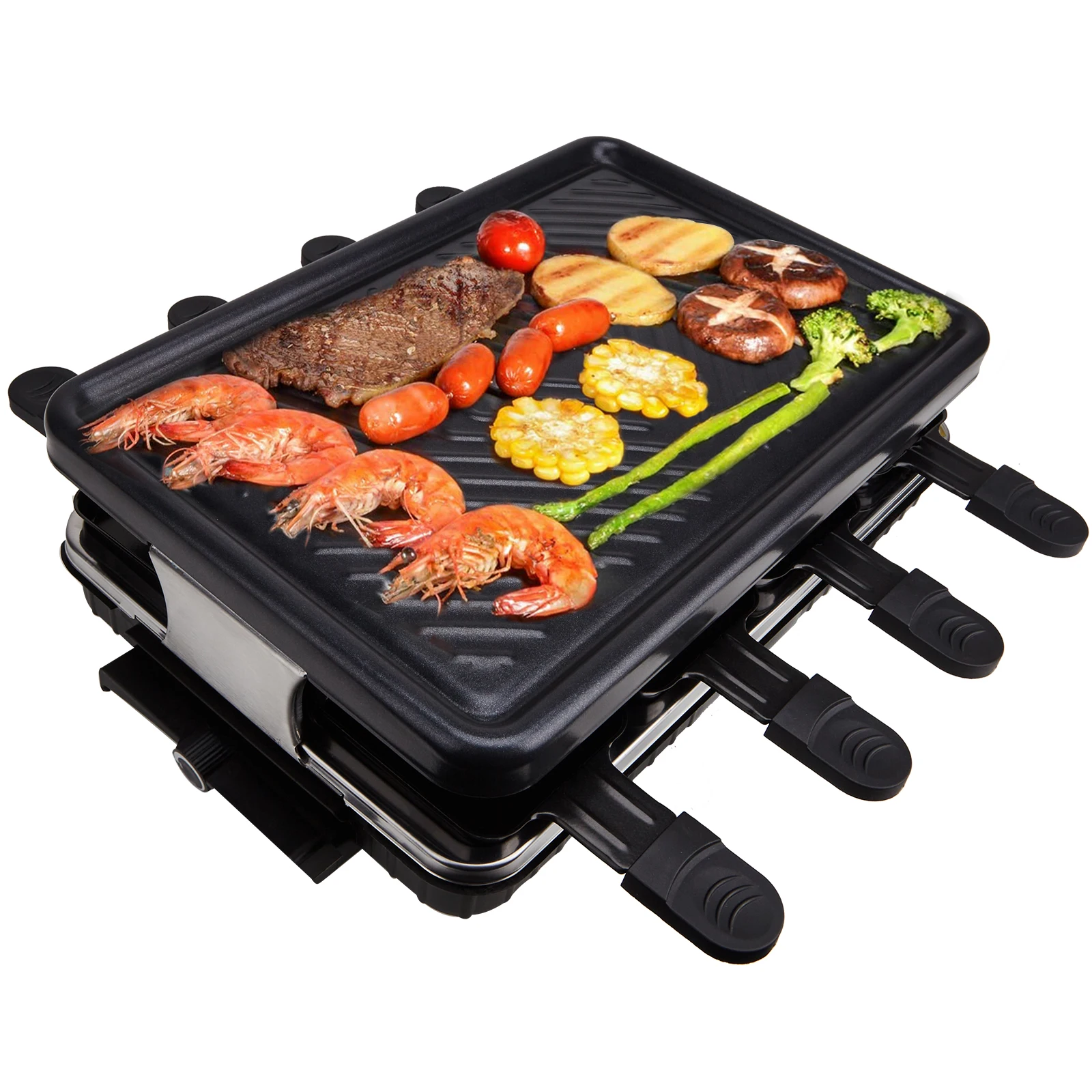 Grill stołowy elektryczny Grill koreański kryty ser Raclette dla 8 osób nieprzywierająca regulacja temperatury powierzchni można myć w zmywarce