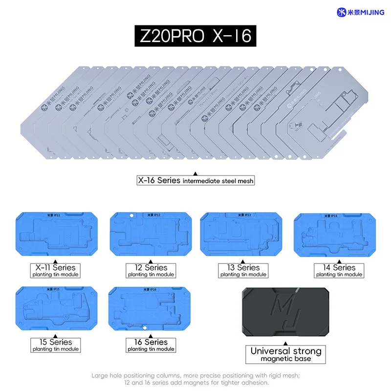 MiJing Z20 Pro BGA Reballing Stencil Platform for Phone X-16 Series Magnetic Fixture Platform Soldering Tools