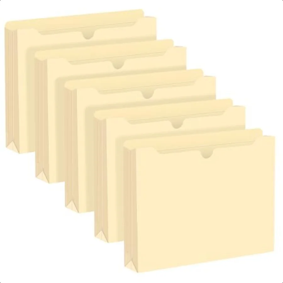 

File Folders Jacket 60 Pack LetterSize Manila File Folders Expandable up to 2 Inches for Extra Storage Reinforced Straight Cut