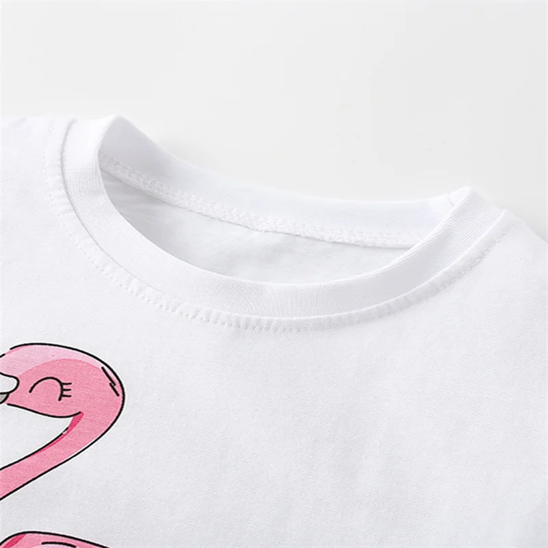 Jumping Meters 2-7T Flamingo Summer Girls T Shirts Sleeveless Hot Selling Kids Tees Tops Baby Costume Baby Shirts