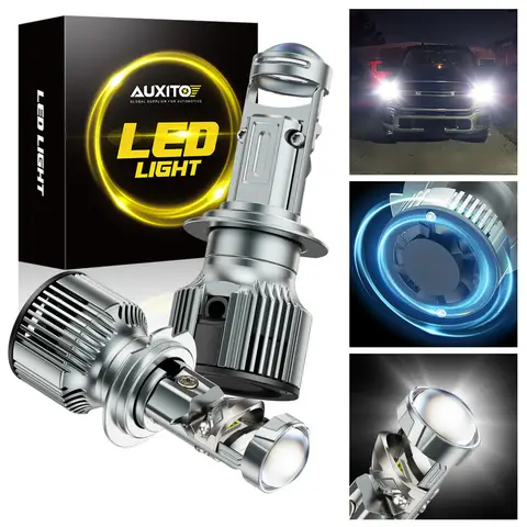 AUXITO 2Pcs H7 LED Projector Headlight Bulbs Canbus Car Headlamp With HD LENS 110W 30000LM For Left-handle Drive 12V