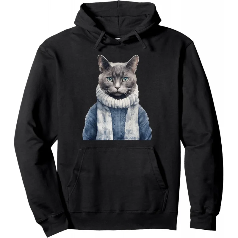 

Winter Cat Print Christmas Winter Cats Lover Pullover Hoodie