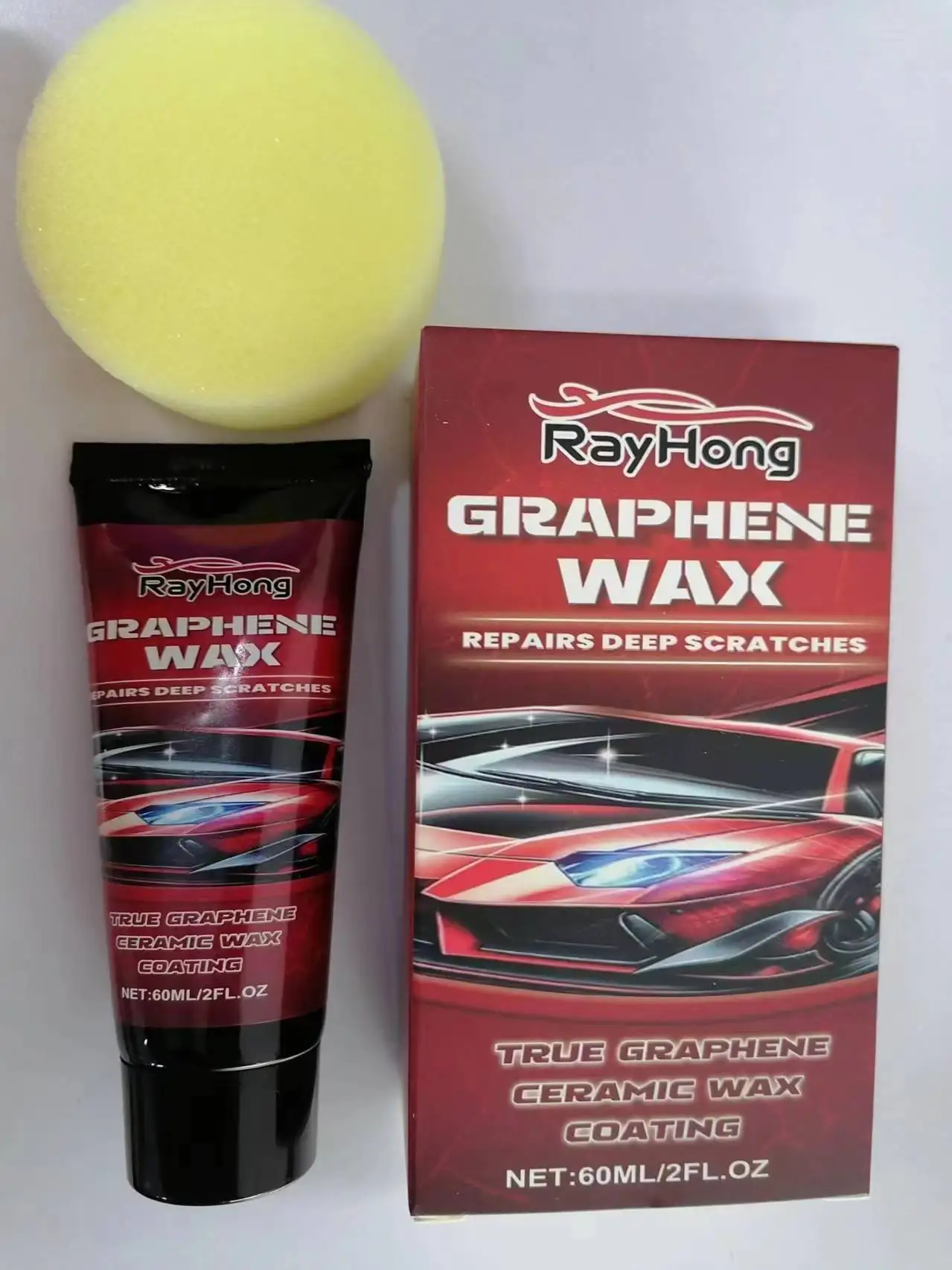 Rayhong Graphene Wax, Polishing Coating To Remove Stains And Scratches Automotive Paint Maintenance Repair Wax，4pcs