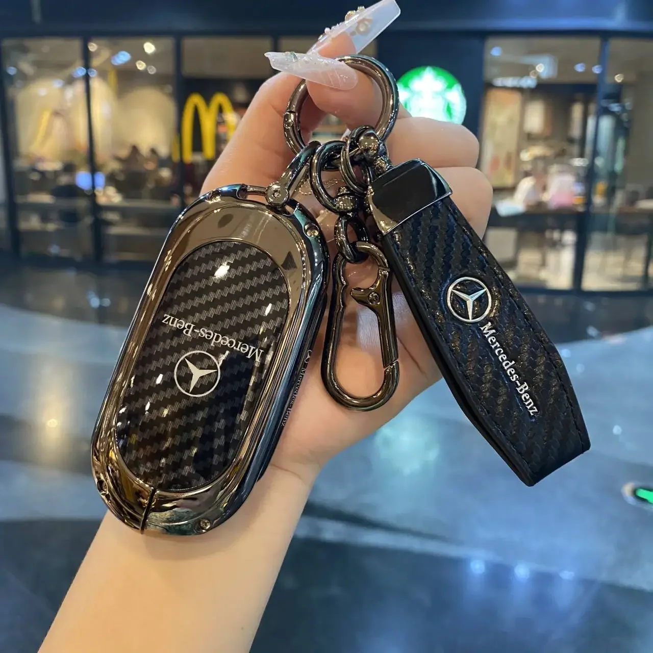 Car Zinc Alloy Key Case Bag For Maybach W222 W223 S400L S450L S500L S480 S580 S680 2021-2025 Car Key Chain Metal Key Shell