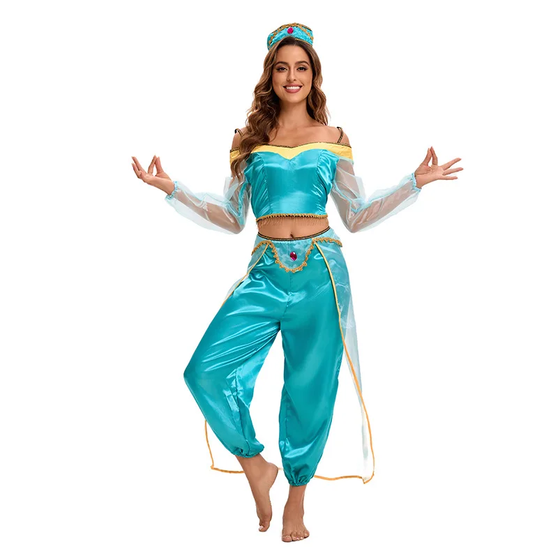 Disney Jasmine Princess Dress Aladdin Magic Lantern Halloween Cospaly Odzież dla dorosłych Anime Princess Dress Prezenty urodzinowe dla kobiet