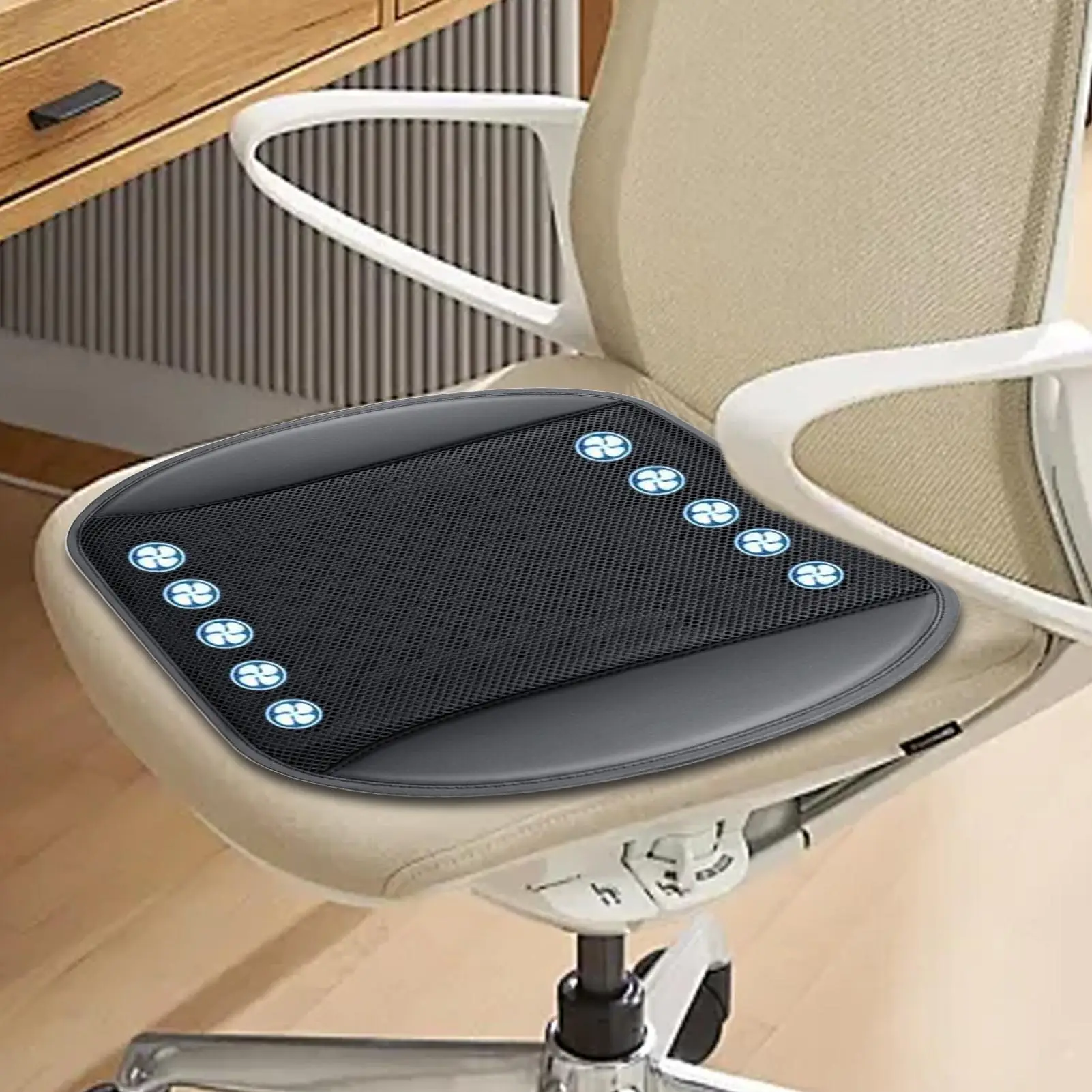 Car Seat Cushion Long-Sitting Summer Mat 12V 24V Fan Blowing Car Seat Cushion For Road Trips Commuting Family Outings Camping