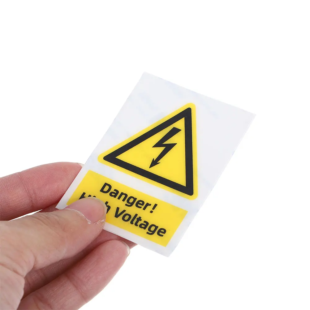 

2pcs High Voltage Safety Sign Vinyl Electrical Warning Sticker Yellow Triangle Hazardous Voltage Label Self Adhesive Safety