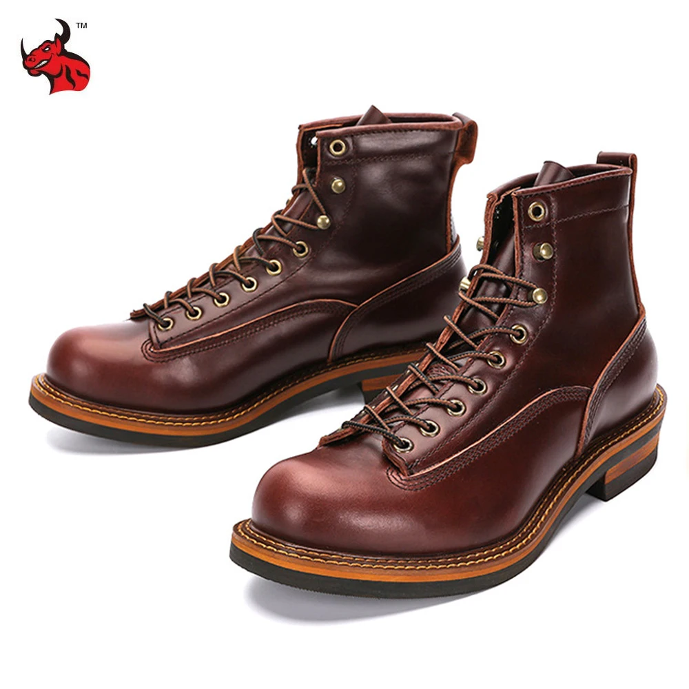 NONE Vintage Motorcycle Boots Men's Calfskin Leather Brown 42 5