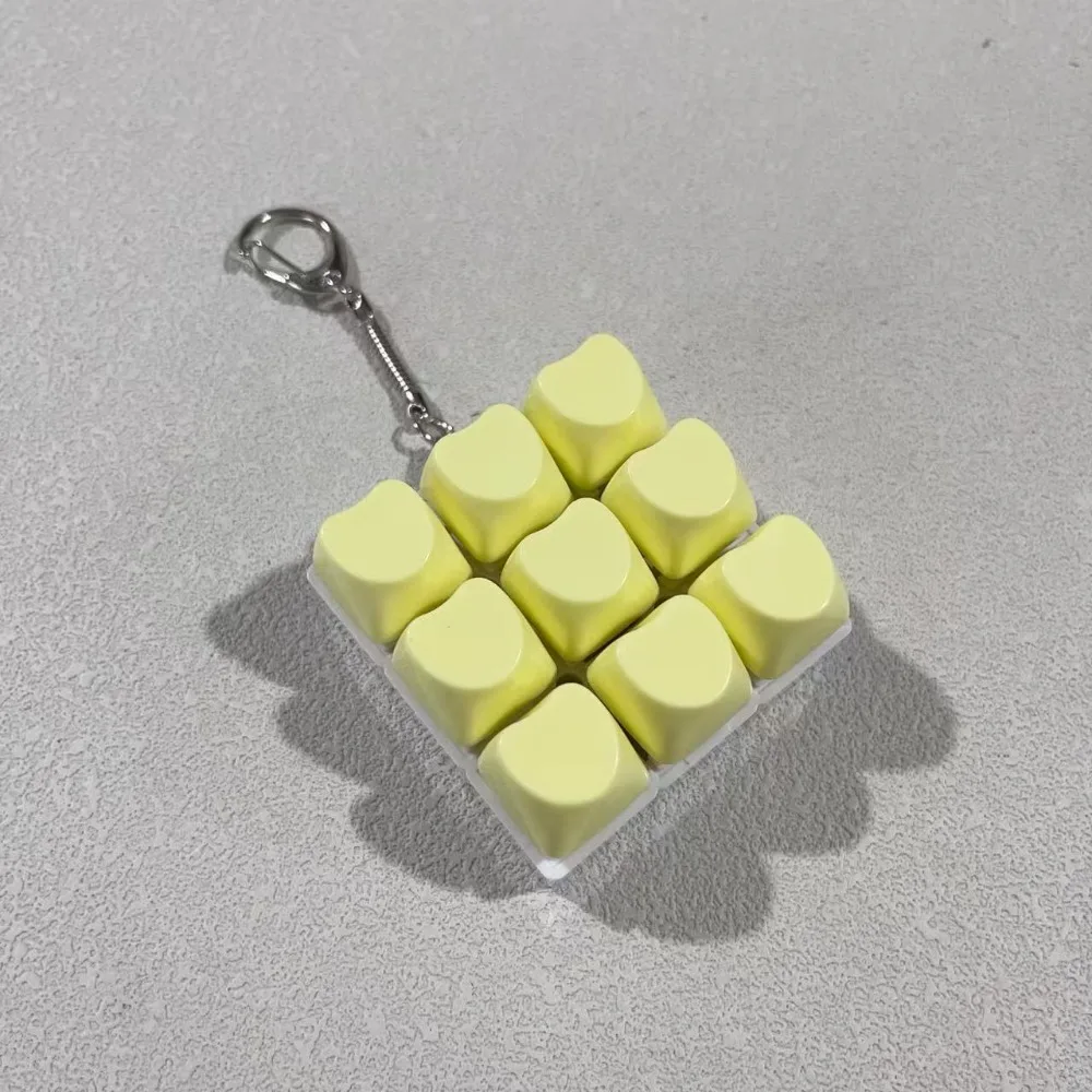 Relaxing DIY Keyboard Fidget Keychain Keys Button Heart Shape Finger Keyboard Cap Keycap 9Keys Clicker Toy Relief Stress