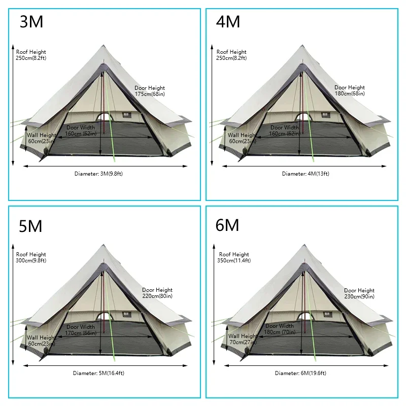 Four-season Sun-proof 420D Oxford 8-10 Person Folding Tent Pyramidal Family Tents