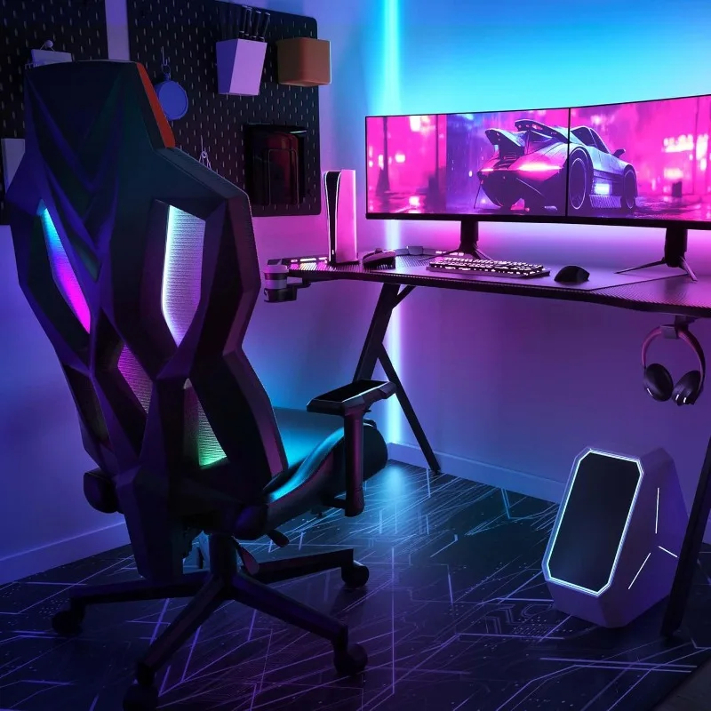 RGB Gaming Stoel Met Led Verlichting, Ergonomische Computer Stoel Voor Volwassenen, Ligstoel, Video Game Stoel