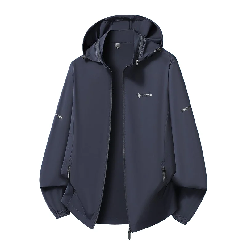 Men's Hooded Sunscreen Jacket New Summer Fashion Nylon Blend Detachable Hood UV Protection Coat Daily Outdoor Sports Lightweight