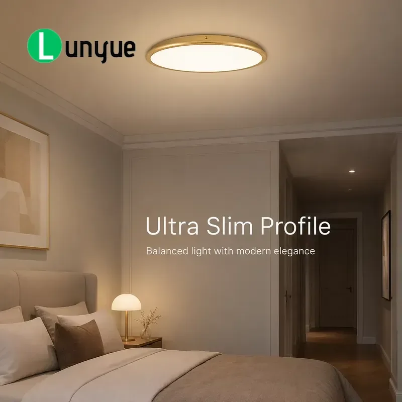 Simple Round LED Ceiling Light Aluminum Frame Acrylic Cover Gold Finish Ultra Thin Design For Bedroom Living Room Modern Home