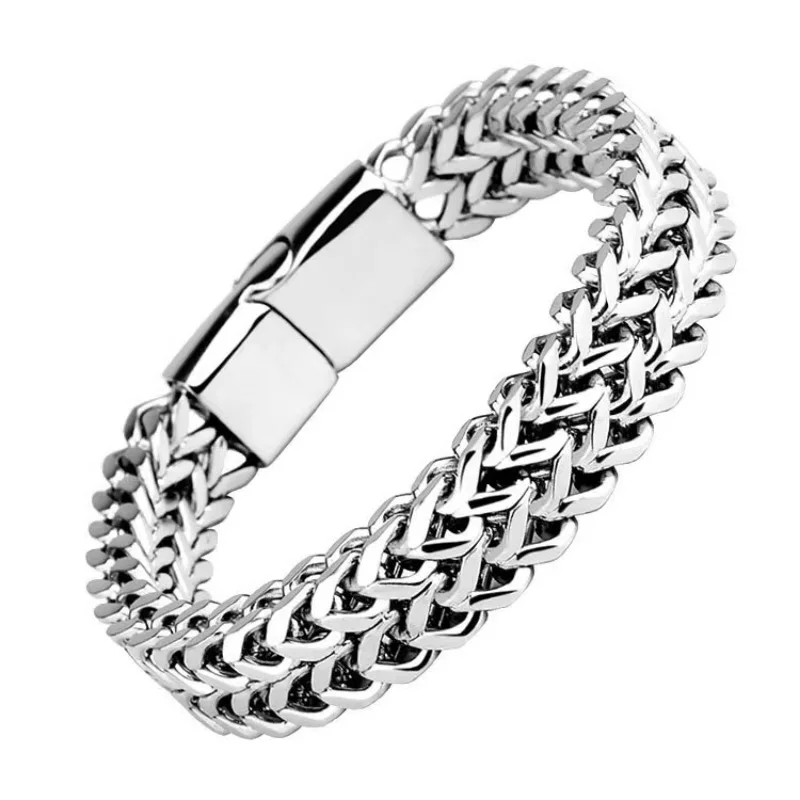 8MM Stainless Steel Cuban Chain Bracelets for Men Miami Cuba Bracelet Men\'s Wristband Jewelry Hand Chains With Magnetic Clasp