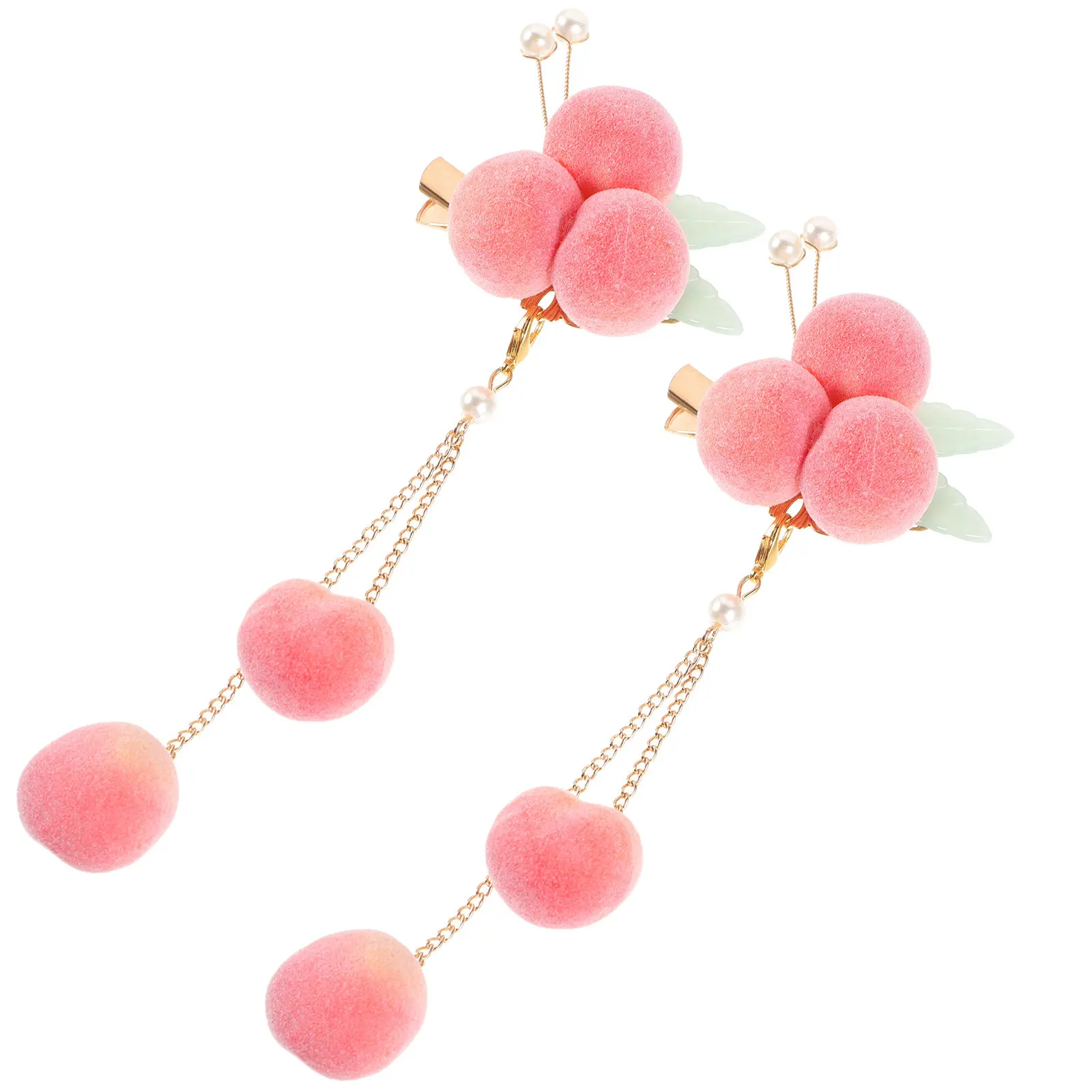 

2Pcs Peach Hair Clips for Women Tassel Hair Accessories Long Elegant Tassel Clip for Teen Girls Wedding Prom Birthday Ceremony