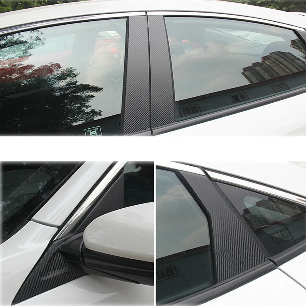 

Vinyl Carbon Fiber Door Pillar Covers for Honda Civic 2016 2019 10th Generation Sedan Window Trim Exterior Upgrade Parts