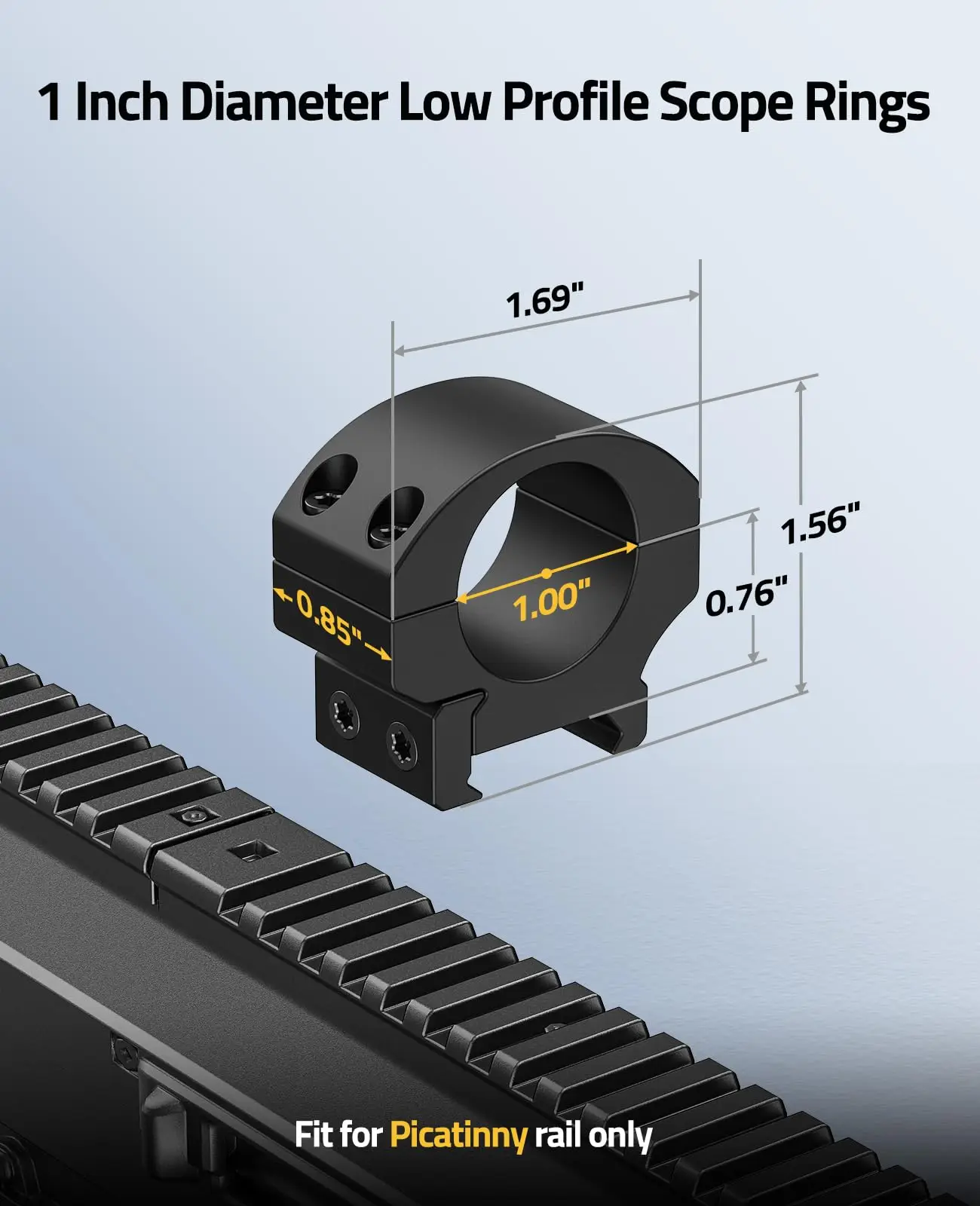 Anelli di ambito CVLife Ottica Ottica Riflescope Montaggio di montaggio da 1 pollice Tubo da 0,76 pollici Heigth 2 pezzi per binari picatinny