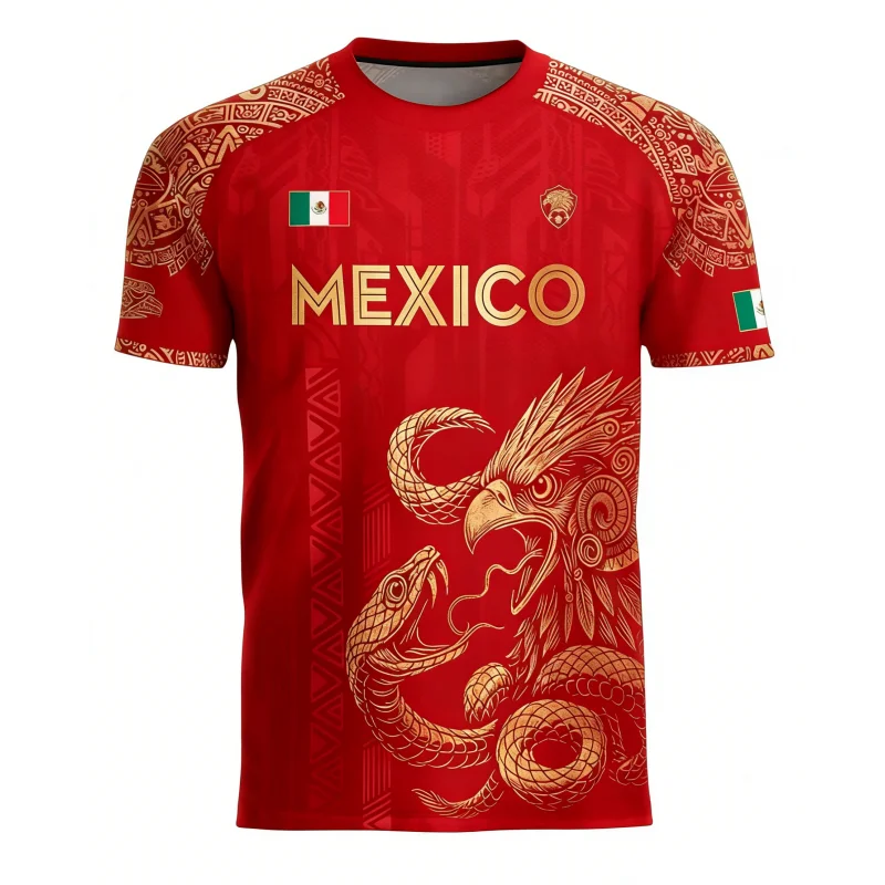 2026 Retro Adults Kids Latin‑American Totem Soccer Jersey Dark‑Green Vintage Gold Pattern Sports Pattern Fan Football Shirt