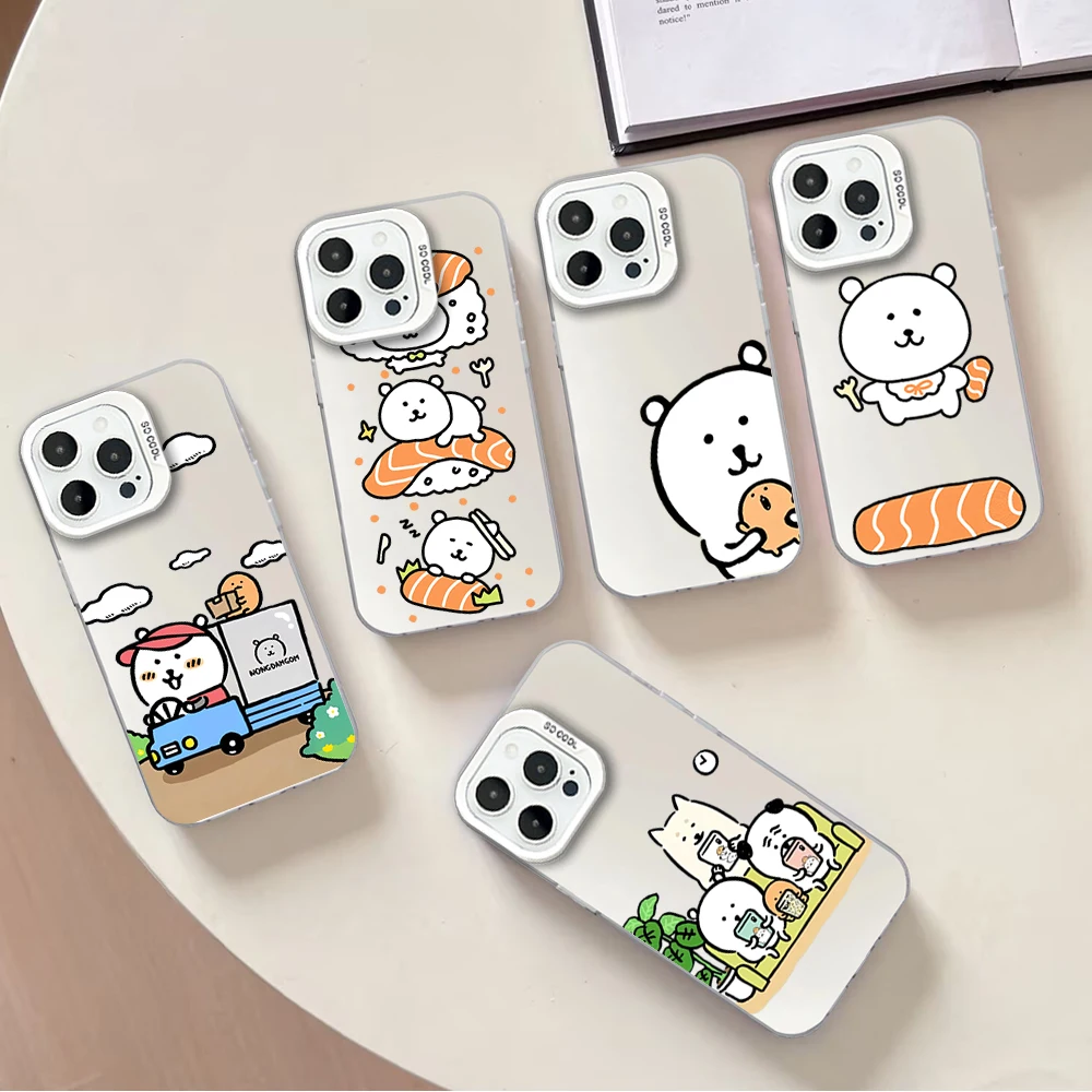 Japan Cute J-Joke B-Bear Cartoon IMD Phone Case For Samsung Galaxy S24 S23 S22 Plus Ultra FE A71 A55 A54 A53 Laser Cover