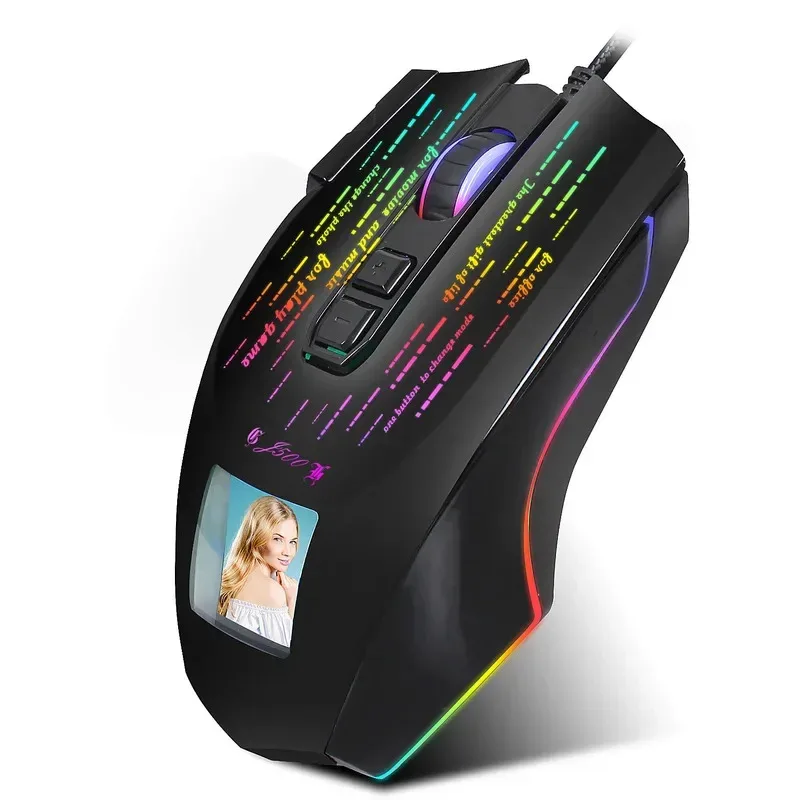 Проводная игровая мышь HXSJ J500, оптический датчик 10000 точек на дюйм, RGB подсветка, настройка фотографий, программирование макросов для ПК, геймеров, офиса и дома