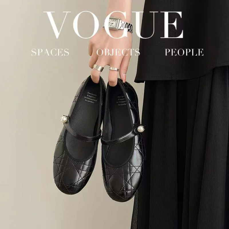 2026 new spring autumn women pumps natural leather 22-25 cm Sewing split leather+sheepskin+pigskin buckle mary janes women shoes
