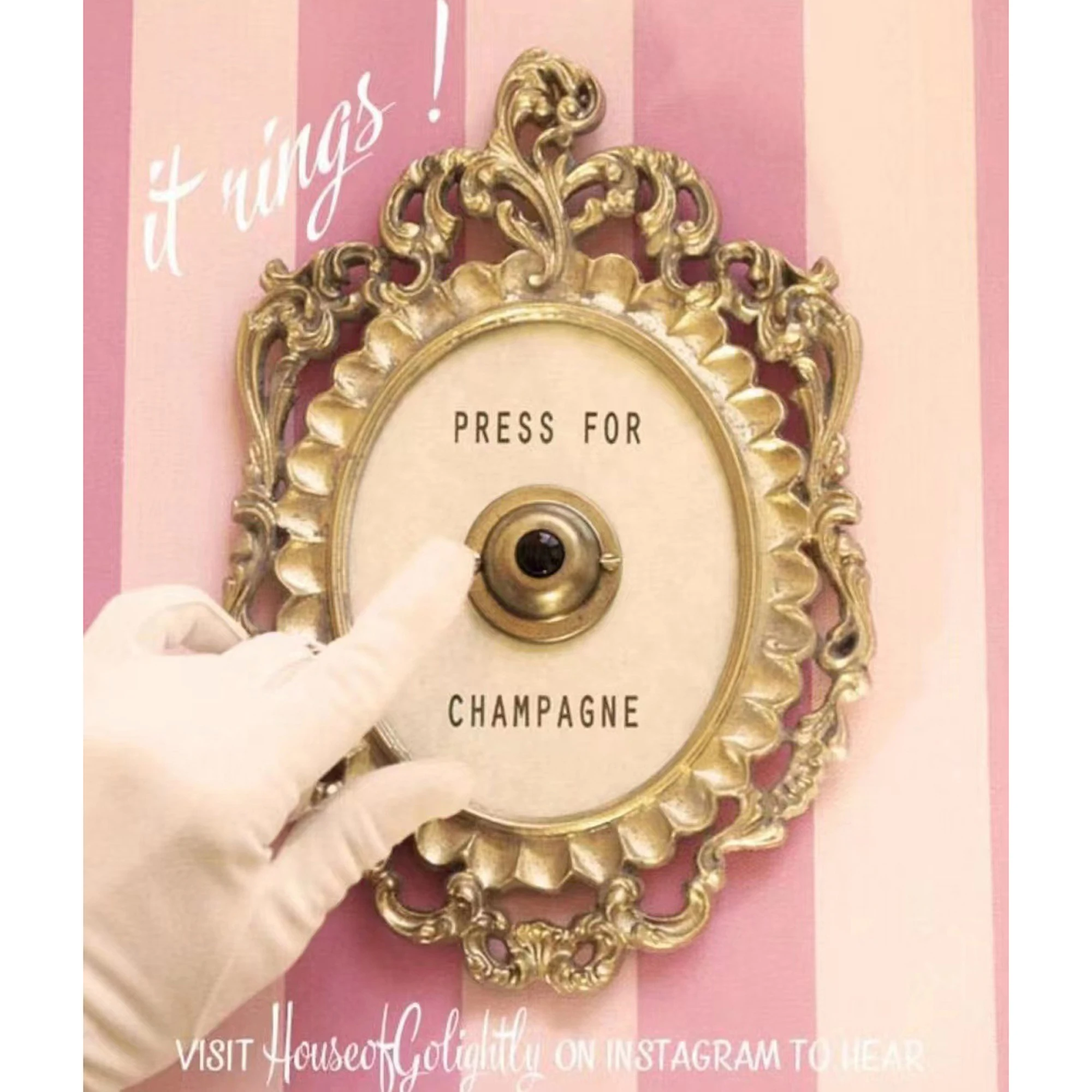 Press champagne button doorbell hotel decoration wall hanging doorbell resin crafts christmas ornament gift