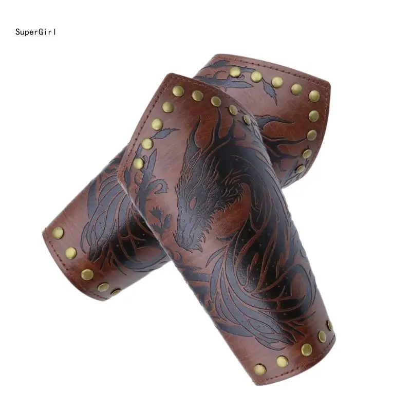 Medieval Renaissances PU Wrist Guards Comfort & for Cosplayers and Sports Enthusiasts Dives into History J78E