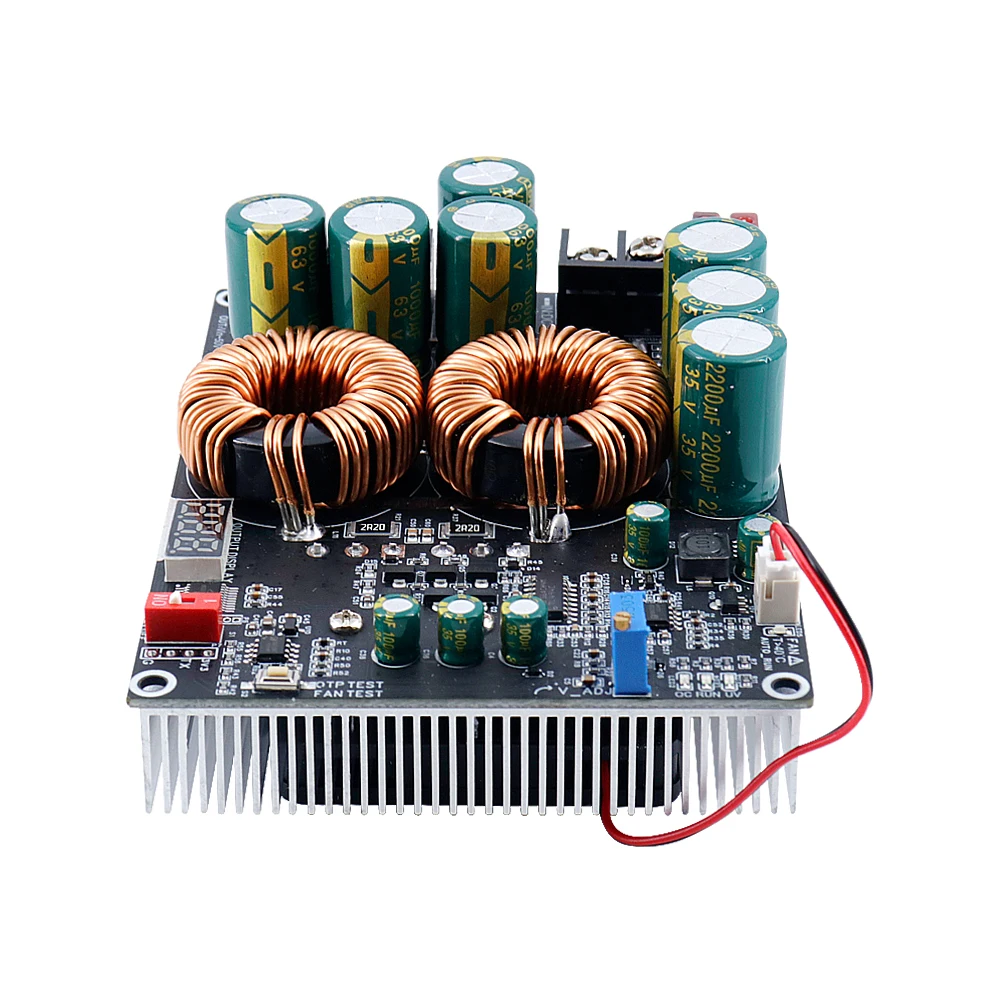 ZK-PW1200 50A Boost Power Supply Module DC 10-30V To 50V, 1200W, Audio Amplifier Converter With Dual Inductors, LCD Display
