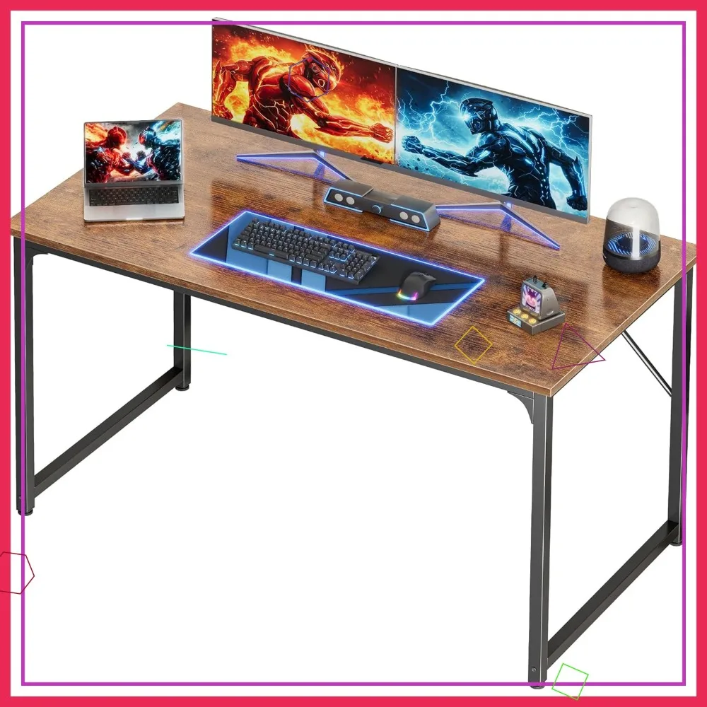 

47x24 Inch Computer Desk with Deeper Desktop, Home Office Writing Desk, Study Table, Metal Frame, Rustic Brown