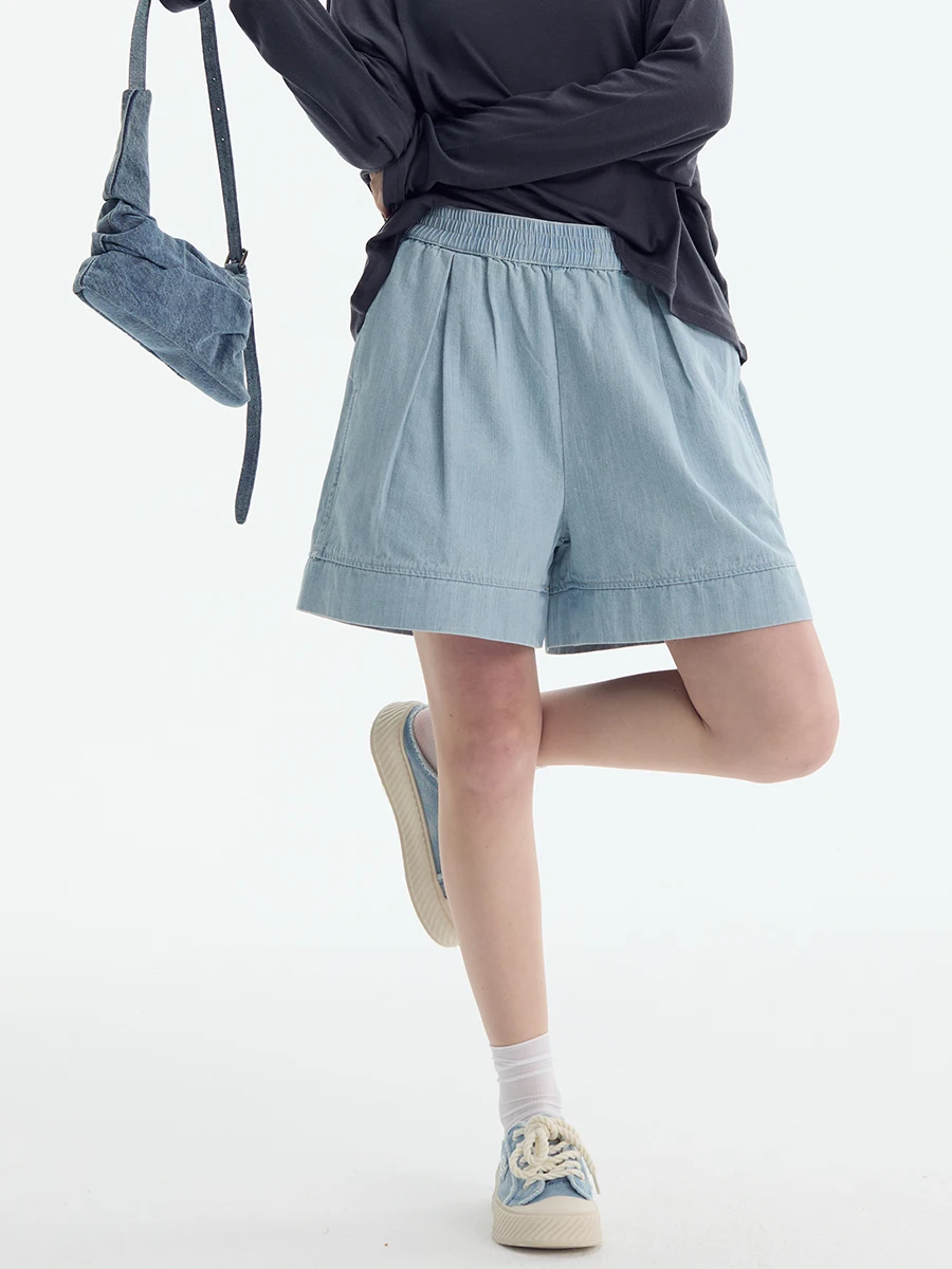 

Джинсы PISN2025 летние новые, повседневные, свободные, прямые, широкие, с эластичным поясом, 100% хлопок, простые, свободного кроя