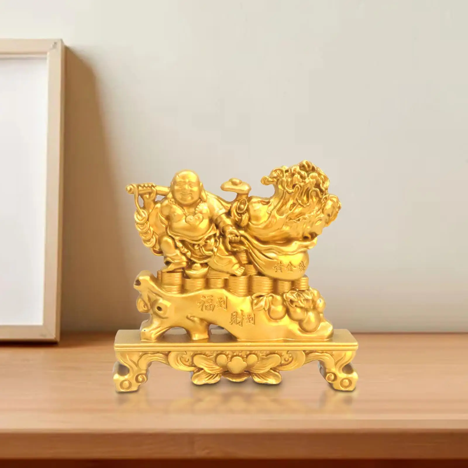 

Смеющийся Будда, сидящий на удачу, фигурка фэн-шуй, орнамент, 3,2x3 дюйма, скульптура ручной работы