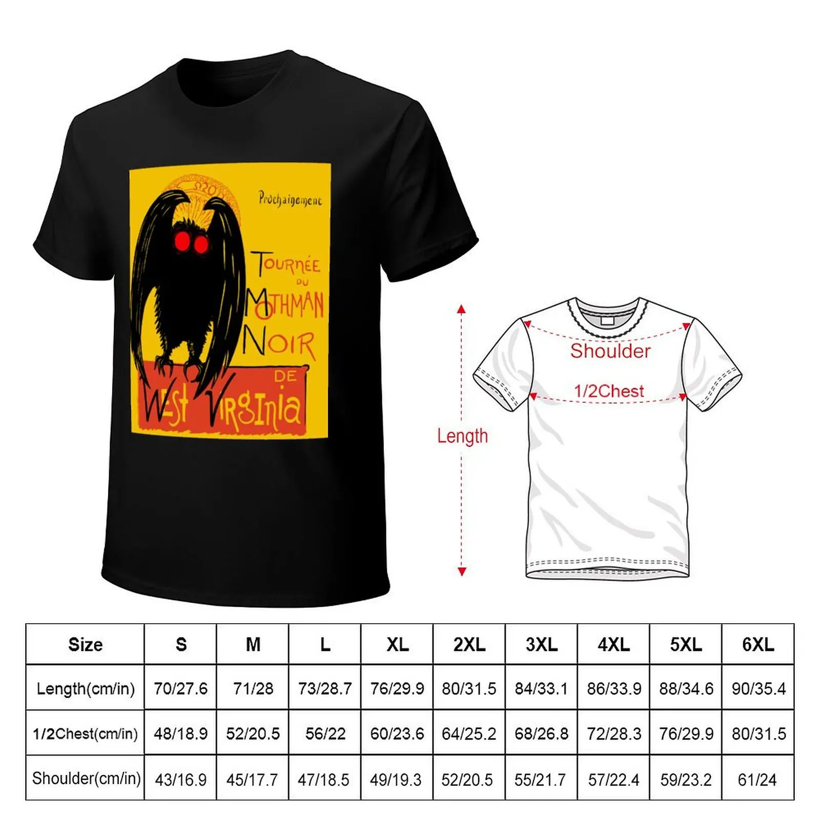 Mothman Noir Mashup T-Shirt Basic Casual Short Sleeve Cotton Shirt