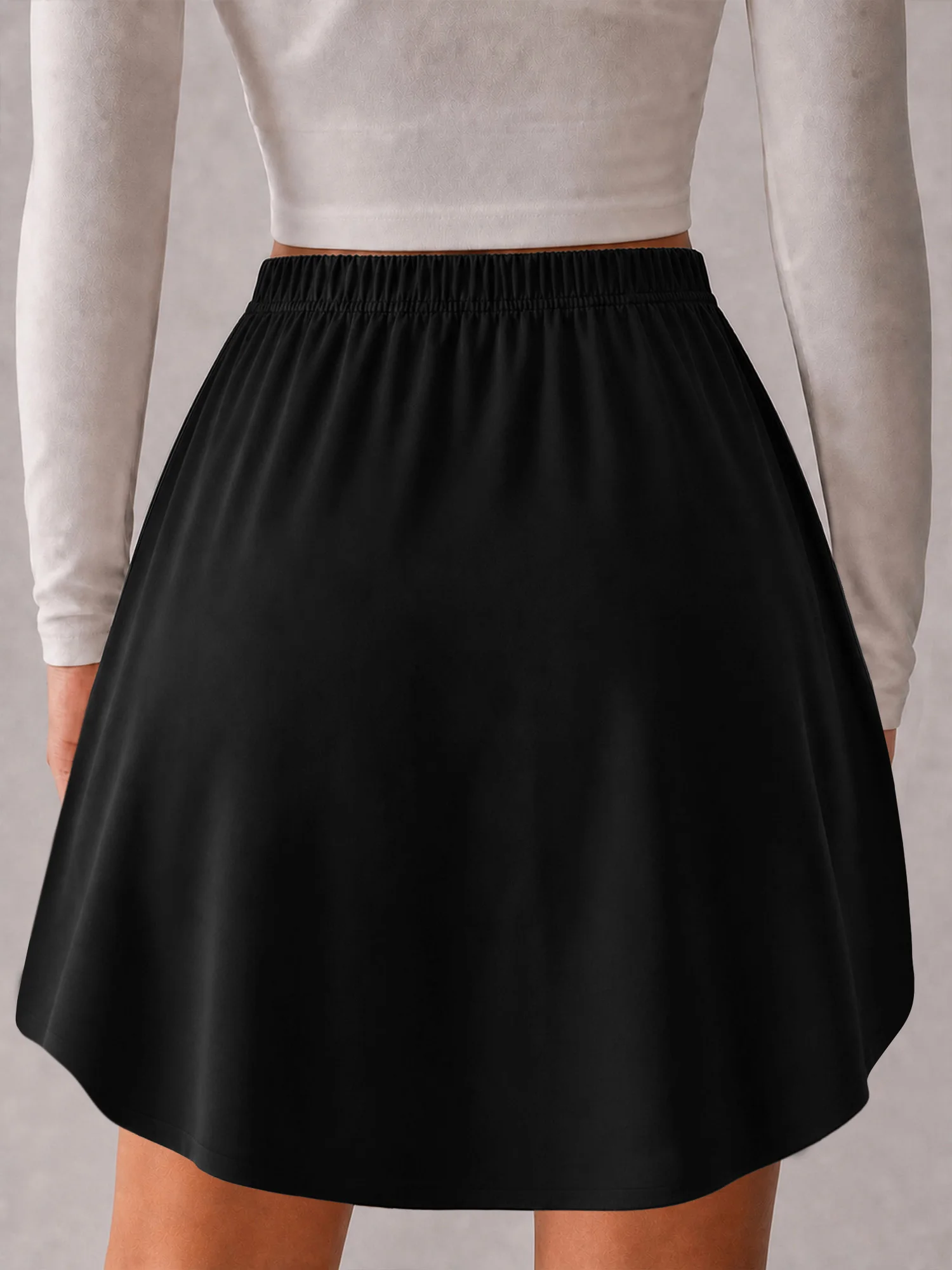 Women Casual Elastic Waist Split Tennis Skirt High Curved Hem Athletic Mini Skort Summer Quick Dry Workout Running Skirts