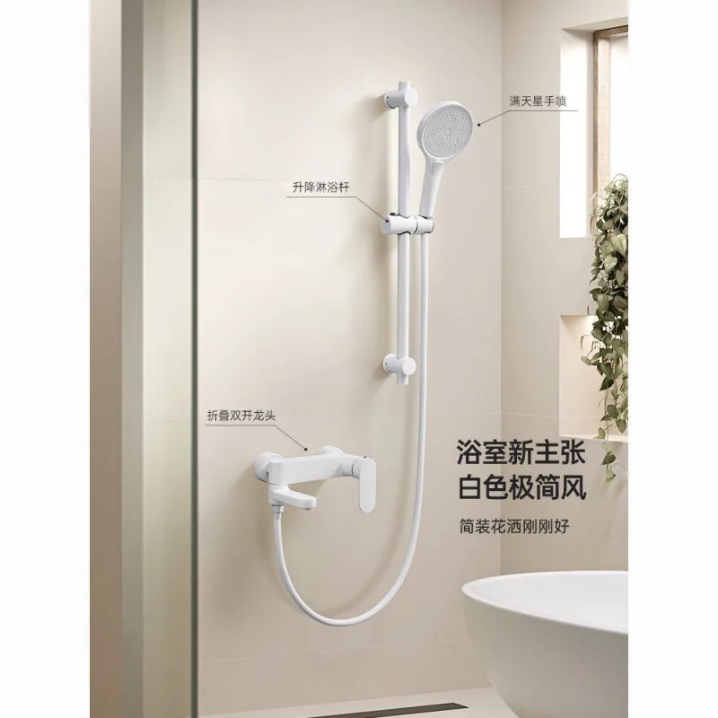 

Solid Brass Shower Set with Mixing Valve, Easy Install Split Design High Pressure Anti-Leak Bathroom Faucet Kit Full Shower Head