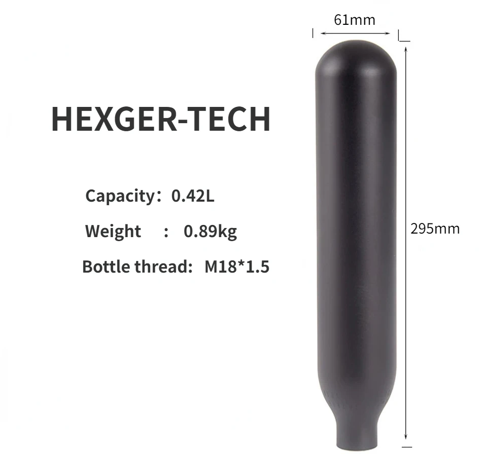 0.42L Round Bottomed Aluminum  Tank High Pressure Gas Cylinder CO2 Bottle Cylinder  4500psi 30MPa 300bar M18*1.5 Diving Aquarium