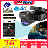 E-ACE 4G LTE Dash Cam Car Black Box Front and Inside Lens GPS Remote Live-View Infrared Night Vision Car safety Video Recorder