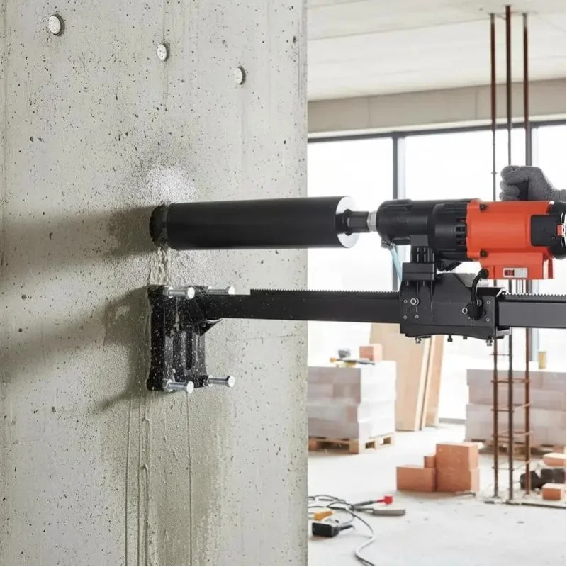 Diamantbohrsystem 3200 W Diamantkernbohrmaschine Kernbohrgerät 0-750 U/min Kernbohrmaschine Nass- und Trockenbohrgerät, 20 cm Magnetbohrmaschine Geeignet zum Bohren von Stahlbeton, Marmor usw.