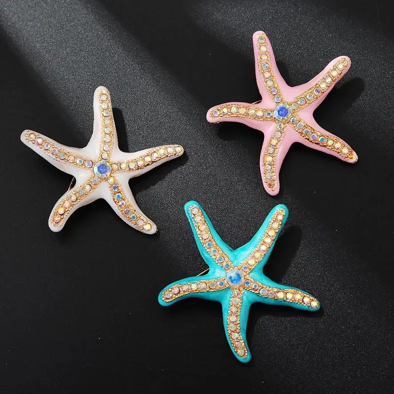 Portable Enamel Starfish Brooch Hypoallergenic Fashion Jewelry Accessory for Women Coat Scarf Bag Decor Travel Use