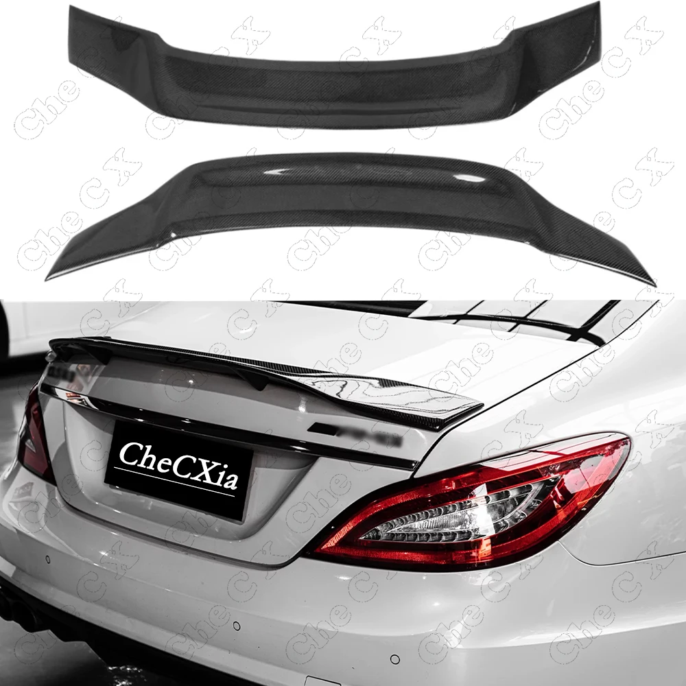 

For Mercedes CLS Class W218 AMG Spoiler Gloss Black Carbon Fiber Rear Trunk Spoiler Wing R Style 2011 2012 2013 2014 2015 2016